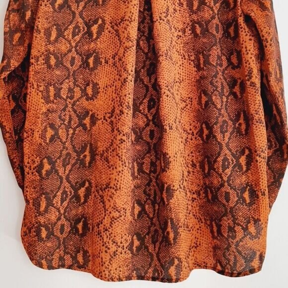 ONLY | Semi-Sheer Button Down Shirt Snake Print Sz 8 | Eur 40 Flawed - Picture 6 of 11